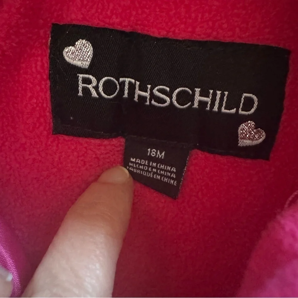 Rothschild Pink Hearts Puffer Jacket Hooded Full Zip Baby Girl 18M